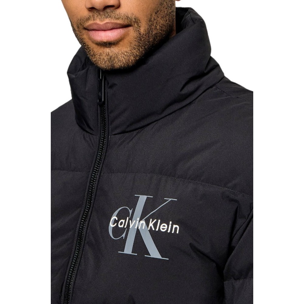 CALVIN KLEIN JEANS NYLON MONOLOGO DOWN PUFFER JK ΜΠΟΥΦΑΝ ΑΝΔΡΙΚΟ BLACK