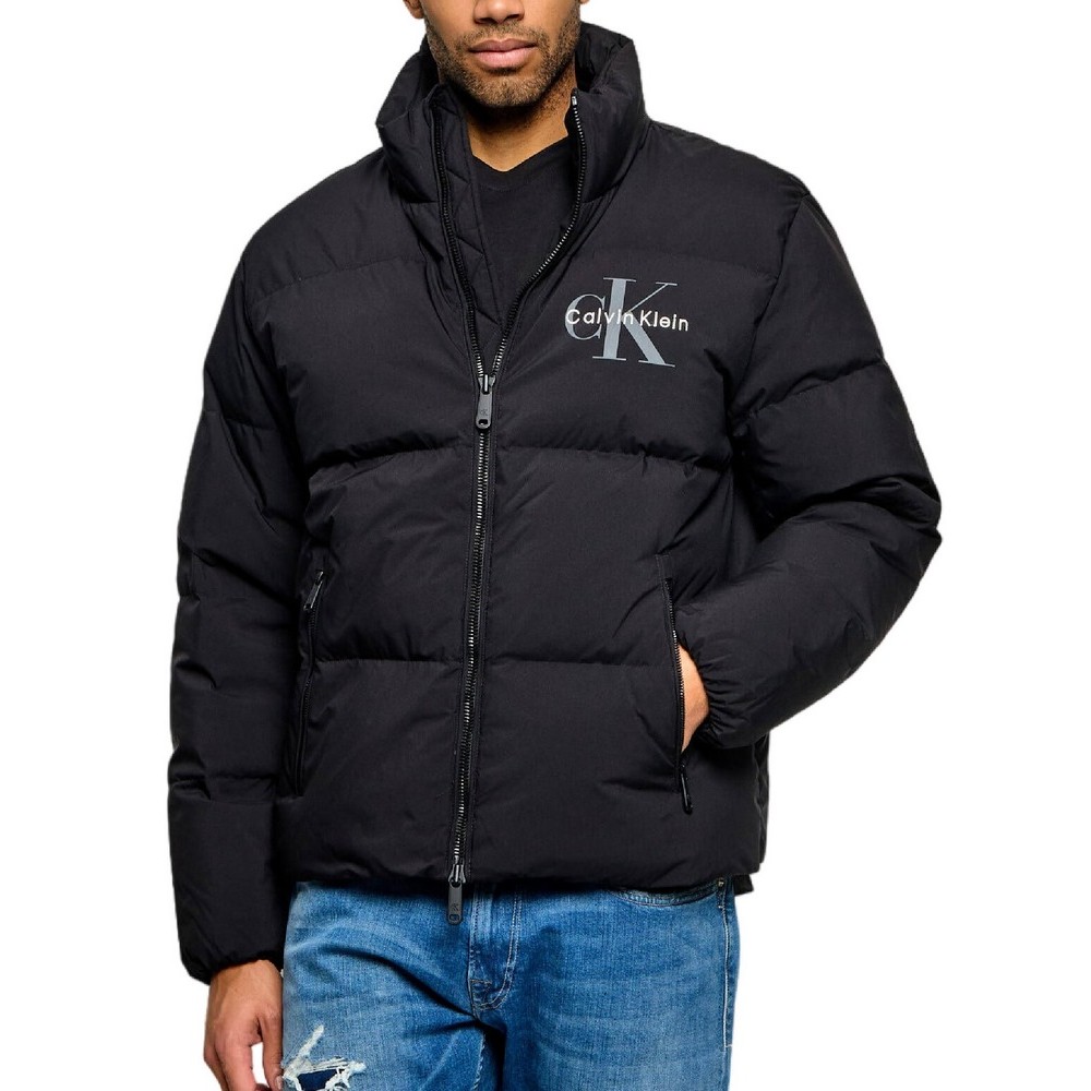 CALVIN KLEIN JEANS NYLON MONOLOGO DOWN PUFFER JK ΜΠΟΥΦΑΝ ΑΝΔΡΙΚΟ BLACK