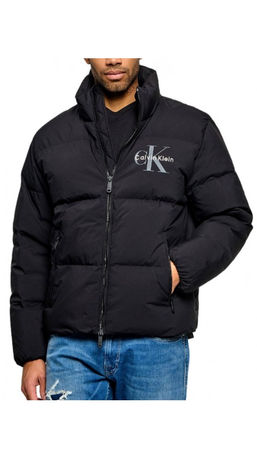 CALVIN KLEIN JEANS NYLON MONOLOGO DOWN PUFFER JK ΜΠΟΥΦΑΝ ΑΝΔΡΙΚΟ BLACK