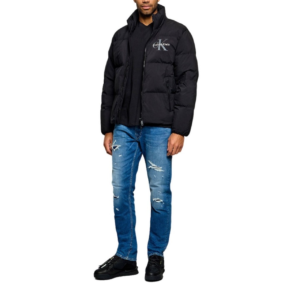 CALVIN KLEIN JEANS NYLON MONOLOGO DOWN PUFFER JK ΜΠΟΥΦΑΝ ΑΝΔΡΙΚΟ BLACK