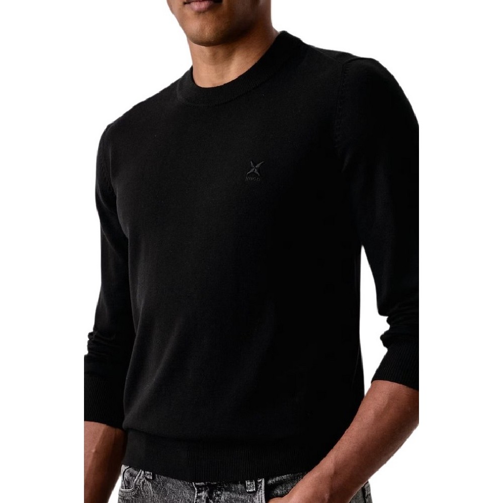 HUGO BOSS SAN CELIO SWEATER ΜΠΛΟΥΖΑ ΠΛΕΚΤΗ ΑΝΔΡΙΚΗ BLACK
