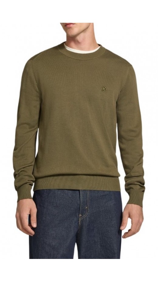 HUGO BOSS SAN CELIO SWEATER ΜΠΛΟΥΖΑ ΠΛΕΚΤΗ ΑΝΔΡΙΚΗ MILITARY GREEN