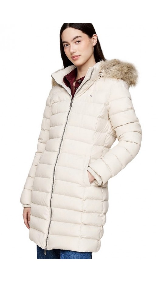 TOMMY HILFIGER TJW ESSENTIAL HOODED DOWN COAT ΜΠΟΥΦΑΝ ΓΥΝΑΙΚΕΙΟ BEIGE
