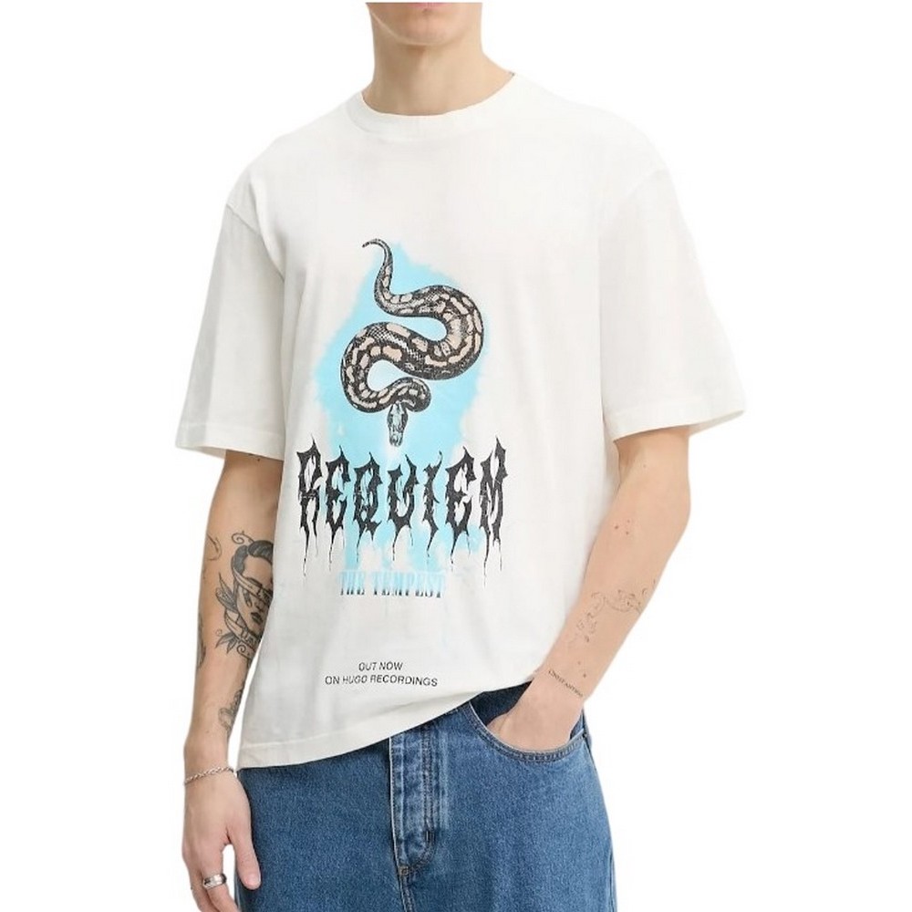 HUGO BOSS JERSEY NOCTORNIX T-SHIRT ΜΠΛΟΥΖΑ ΑΝΔΡΙΚΗ OFF WHITE