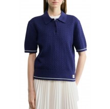 CALVIN KLEIN JEANS WOVEN LABEL CROPPED CABLE ΜΠΛΟΥΖΑ ΓΥΝΑΙΚΕΙΑ DARK BLUE