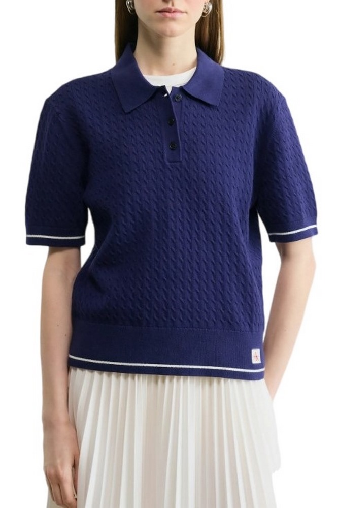 CALVIN KLEIN JEANS WOVEN LABEL CROPPED CABLE ΜΠΛΟΥΖΑ ΓΥΝΑΙΚΕΙΑ DARK BLUE