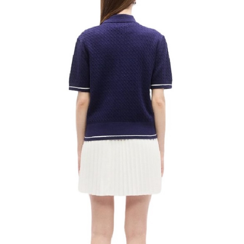 CALVIN KLEIN JEANS WOVEN LABEL CROPPED CABLE ΜΠΛΟΥΖΑ ΓΥΝΑΙΚΕΙΑ DARK BLUE