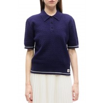 CALVIN KLEIN JEANS WOVEN LABEL CROPPED CABLE ΜΠΛΟΥΖΑ ΓΥΝΑΙΚΕΙΑ DARK BLUE