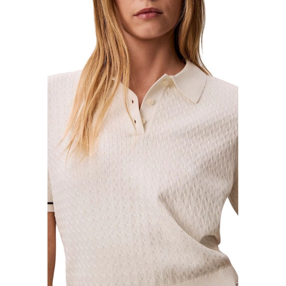 CALVIN KLEIN JEANS WOVEN LABEL CROPPED CABLE ΜΠΛΟΥΖΑ ΓΥΝΑΙΚΕΙΑ OFF WHITE