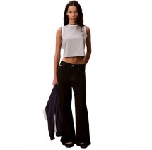 CALVIN KLEIN JEANS SL CTN MONOGRAM STRIPE TRIM ΤΟΠ ΓΥΝΑΙΚΕΙΟ GREY