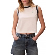 CALVIN KLEIN JEANS SL CTN MONOGRAM STRIPE TRIM ΤΟΠ ΓΥΝΑΙΚΕΙΟ OFF WHITE