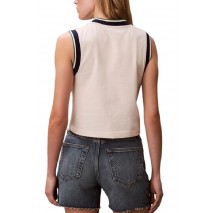 CALVIN KLEIN JEANS SL CTN MONOGRAM STRIPE TRIM ΤΟΠ ΓΥΝΑΙΚΕΙΟ OFF WHITE