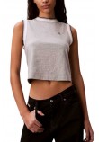CALVIN KLEIN JEANS SL CTN MONOGRAM STRIPE TRIM ΤΟΠ ΓΥΝΑΙΚΕΙΟ GREY