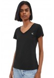 CALVIN KLEIN JEANS EMBROIDERY STRETCH V-NECK T-SHIRT ΓΥΝΑΙΚΕΙΟ BLACK