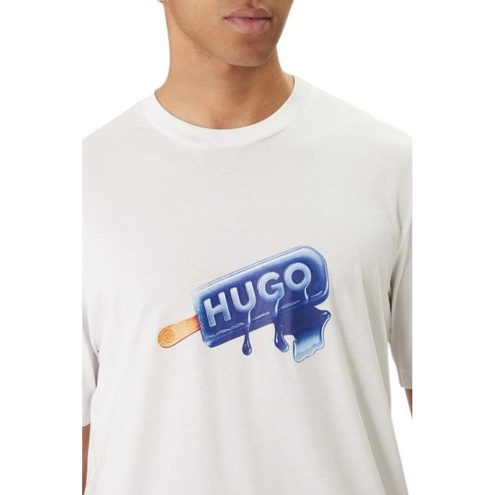 HUGO BOSS JERSEY NOGLASY T-SHIRT ΜΠΛΟΥΖΑ ΑΝΔΡΙΚΗ WHITE