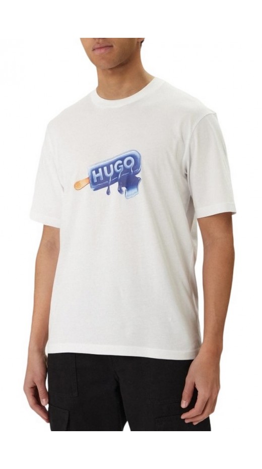 HUGO BOSS JERSEY NOGLASY T-SHIRT ΜΠΛΟΥΖΑ ΑΝΔΡΙΚΗ WHITE