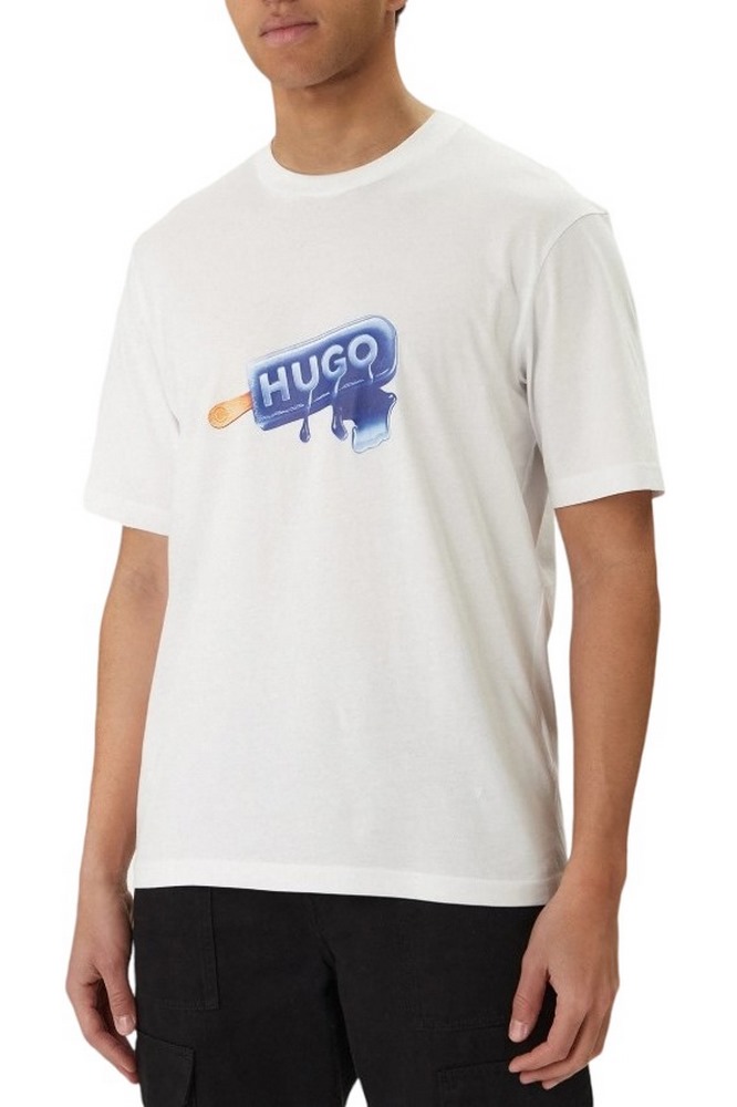 HUGO BOSS JERSEY NOGLASY T-SHIRT ΜΠΛΟΥΖΑ ΑΝΔΡΙΚΗ WHITE