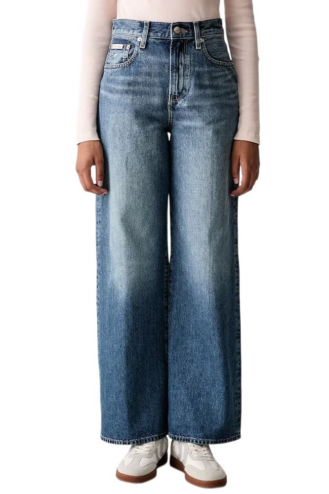 CALVIN KLEIN JEANS THE WIDE LEG AGED SAPPHIRE ΠΑΝΤΕΛΟΝΙ ΤΖΙΝ ΓΥΝΑΙΚΕΙΟ BLUΕ DENIM