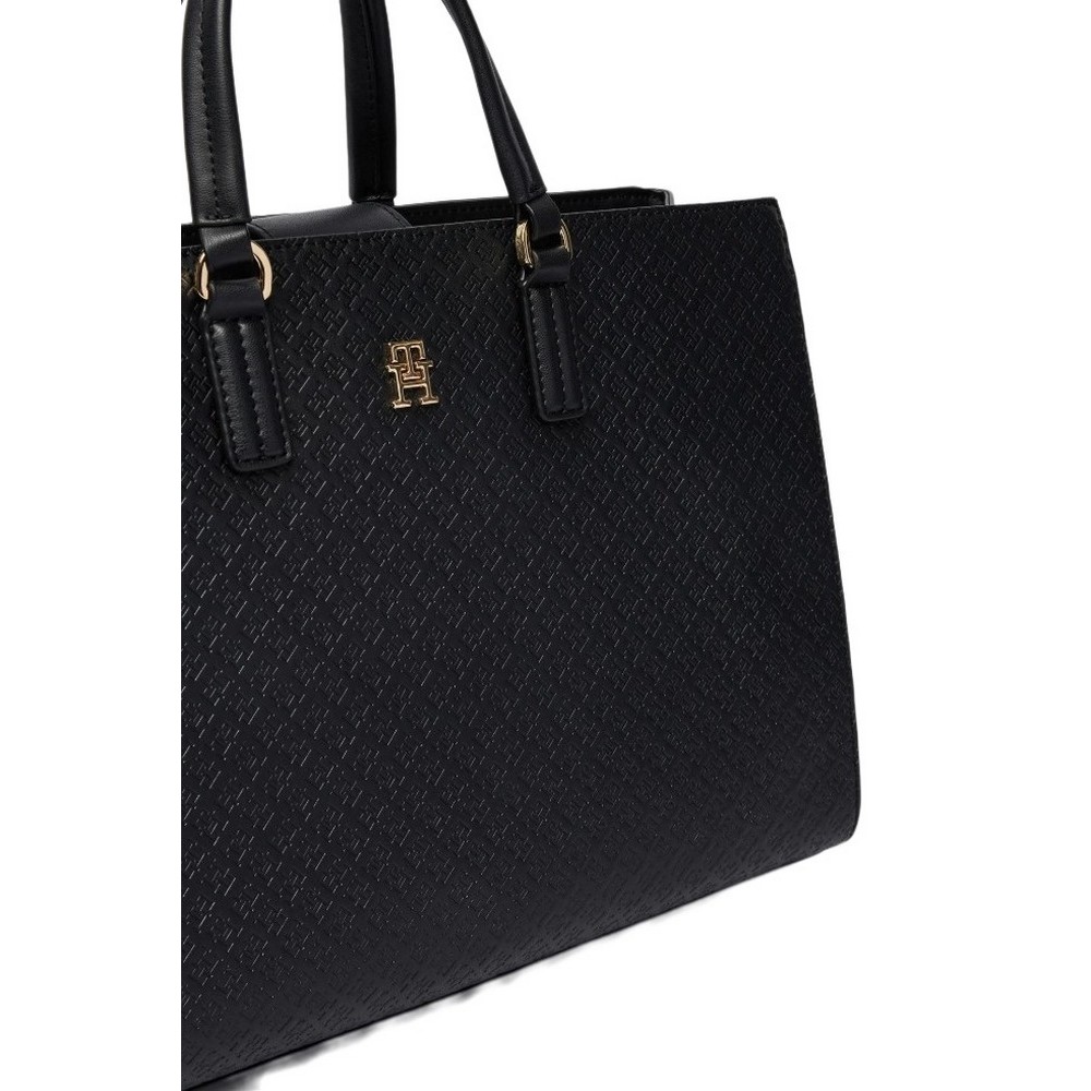 TOMMY HILFIGER DAILY SATCHEL MONO ΤΣΑΝΤΑ ΓΥΝΑΙΚΕΙΑ BLACK