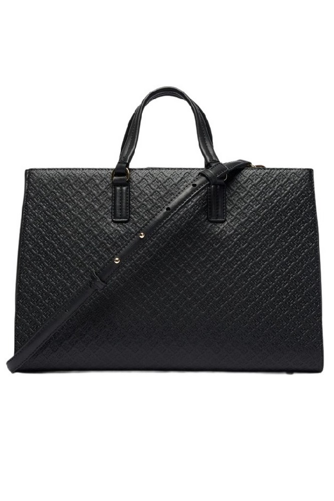 TOMMY HILFIGER DAILY SATCHEL MONO ΤΣΑΝΤΑ ΓΥΝΑΙΚΕΙΑ BLACK