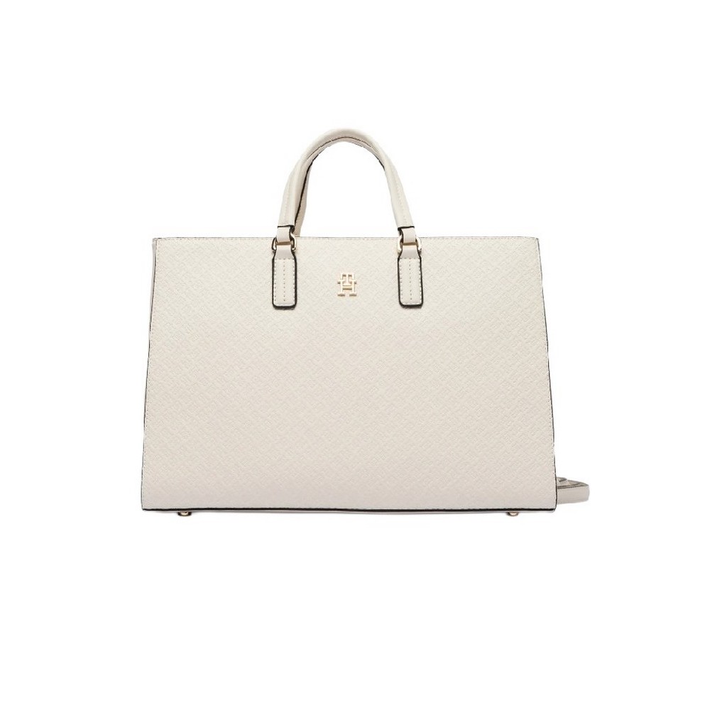 TOMMY HILFIGER DAILY SATCHEL MONO ΤΣΑΝΤΑ ΓΥΝΑΙΚΕΙΑ OFF WHITE