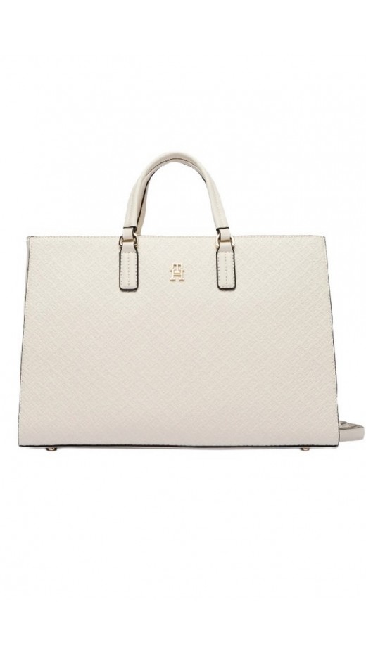 TOMMY HILFIGER DAILY SATCHEL MONO ΤΣΑΝΤΑ ΓΥΝΑΙΚΕΙΑ OFF WHITE