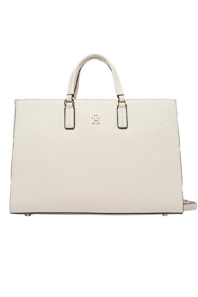 TOMMY HILFIGER DAILY SATCHEL MONO ΤΣΑΝΤΑ ΓΥΝΑΙΚΕΙΑ OFF WHITE