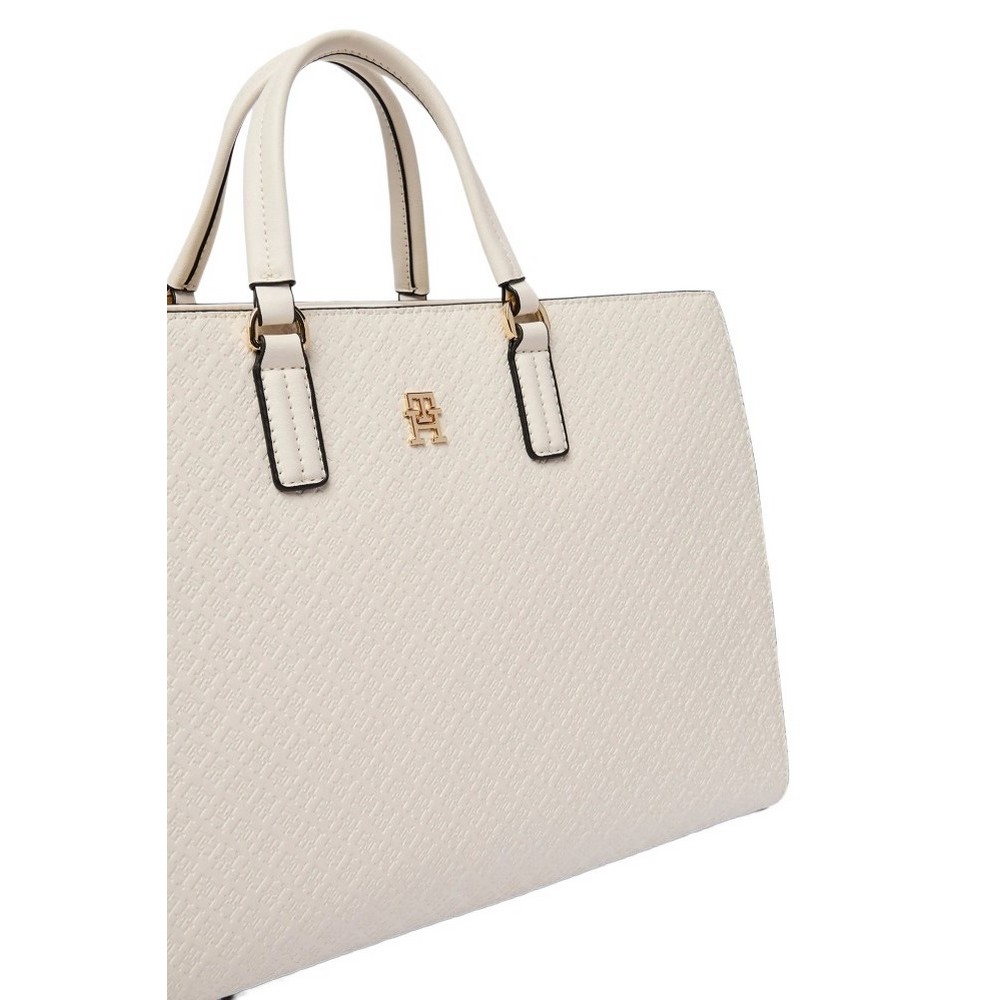 TOMMY HILFIGER DAILY SATCHEL MONO ΤΣΑΝΤΑ ΓΥΝΑΙΚΕΙΑ OFF WHITE