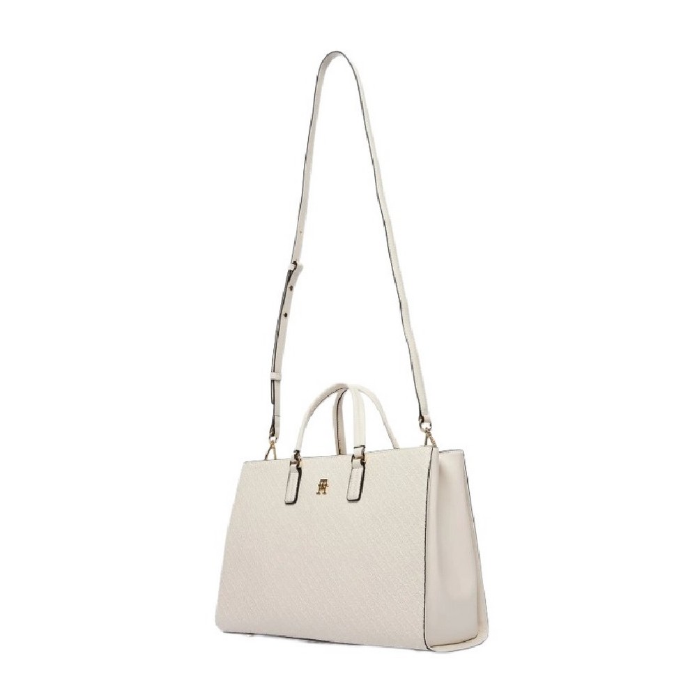 TOMMY HILFIGER DAILY SATCHEL MONO ΤΣΑΝΤΑ ΓΥΝΑΙΚΕΙΑ OFF WHITE