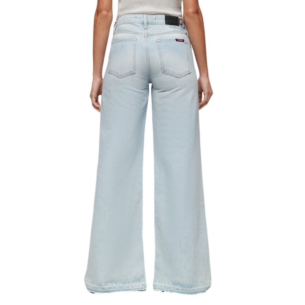 SUPERDRY RAW HEM WIDE LEG FLARE JEANS ΠΑΝΤΕΛΟΝΙ ΓΥΝΑΙΚΕΙΟ BLUΕ DENIM