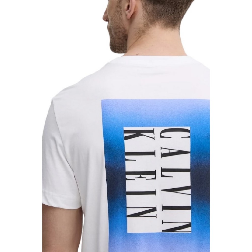 CALVIN KLEIN JEANS OMBRE TEXT BOX TEE T-SHIRT ΜΠΛΟΥΖΑ ΑΝΔΡΙΚΗ BRIGHT WHITE