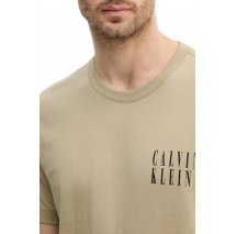 CALVIN KLEIN JEANS OMBRE TEXT BOX TEE T-SHIRT ΜΠΛΟΥΖΑ ΑΝΔΡΙΚΗ KHAKI