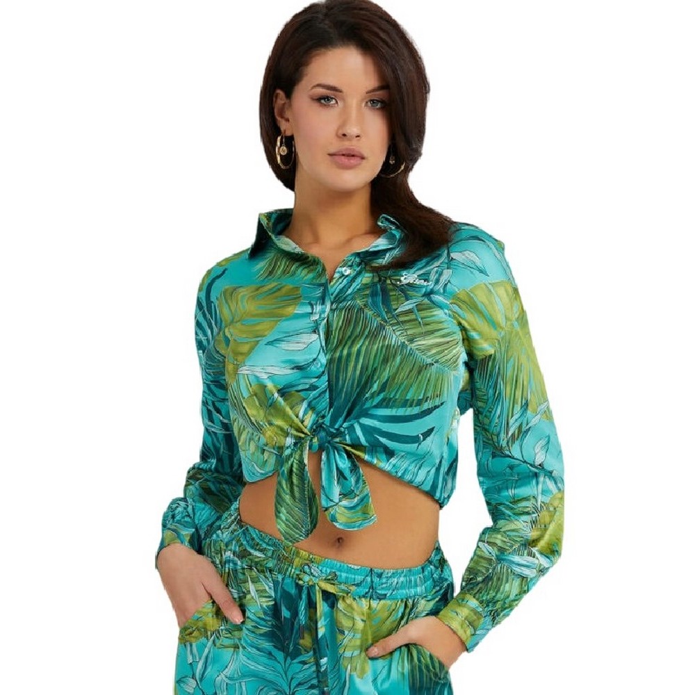 GUESS LS BOWED JUN SHIRT ΠΟΥΚΑΜΙΣΟ ΓΥΝΑΙΚΕΙΟ GREEN