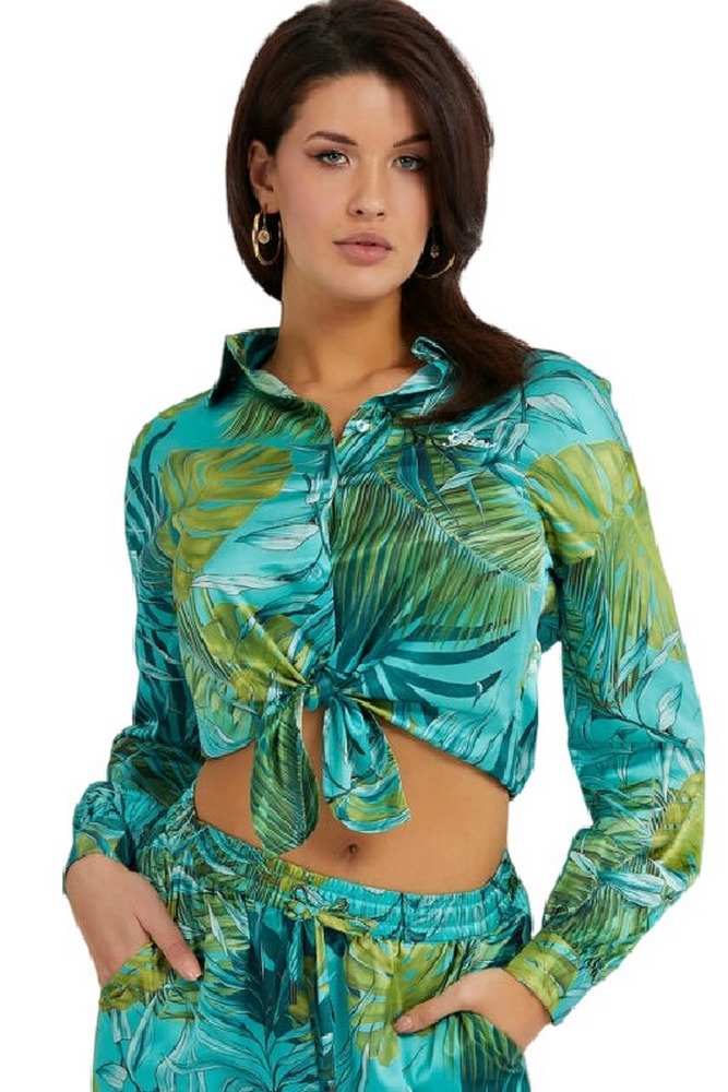 GUESS LS BOWED JUN SHIRT ΠΟΥΚΑΜΙΣΟ ΓΥΝΑΙΚΕΙΟ GREEN