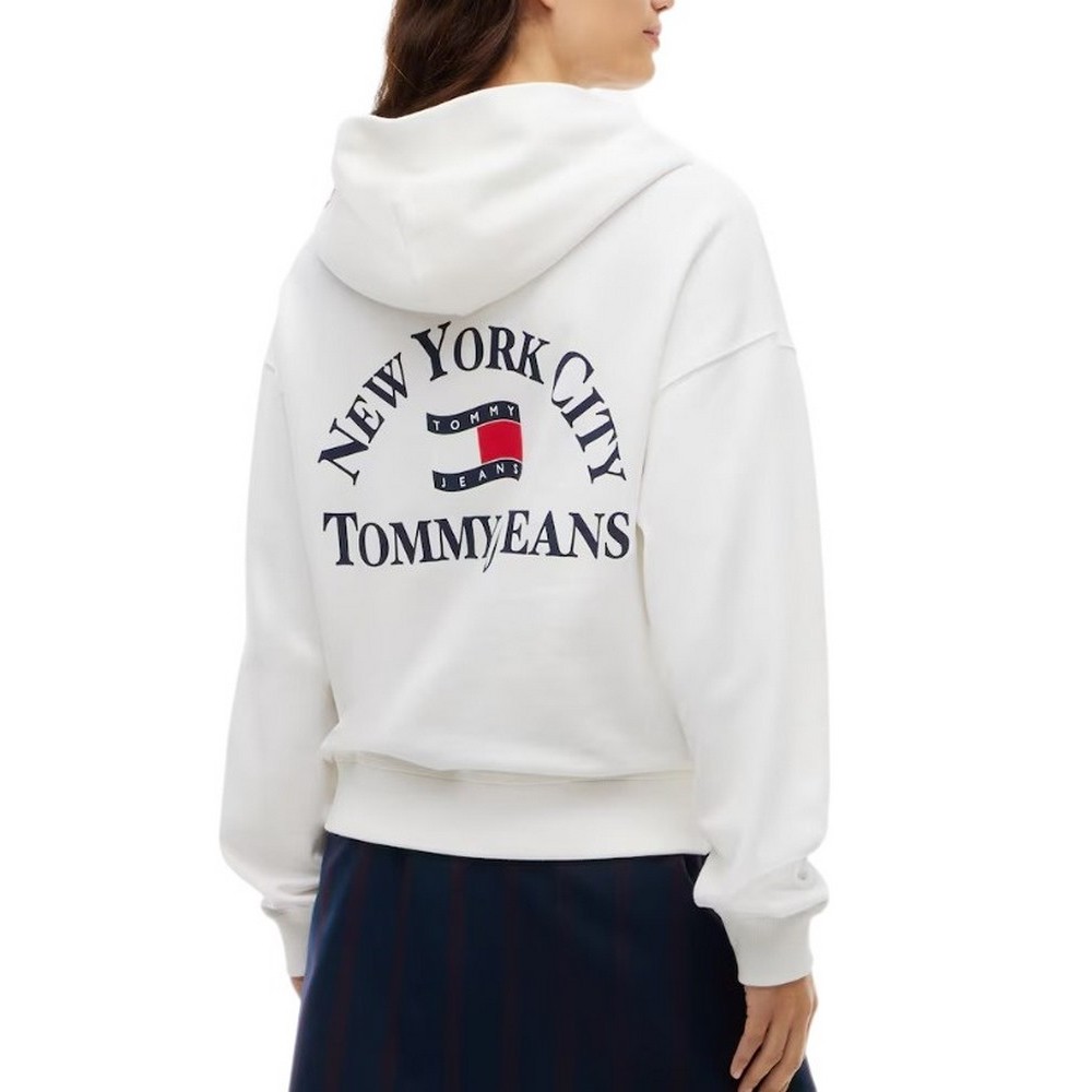 TOMMY JEANS BXY ARCH WAVY FLAG HOOD EXT ΜΠΛΟΥΖΑ ΦΟΥΤΕΡ ΓΥΝΑΙΚΕΙΑ ECRU