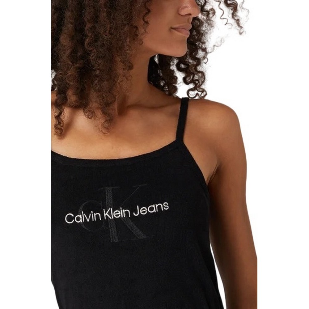CALVIN KLEIN JEANS MONOGRAM TOWELLING STRAPPY DRESS ΦΟΡΕΜΑ ΓΥΝΑΙΚΕΙΟ BLACK