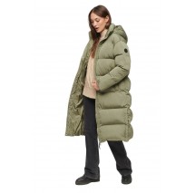 SUPERDRY D5 STUD LONGLINE HOODED PUFFER COAT ΜΠΟΥΦΑΝ ΓΥΝΑΙΚΕΙΟ KHAKI