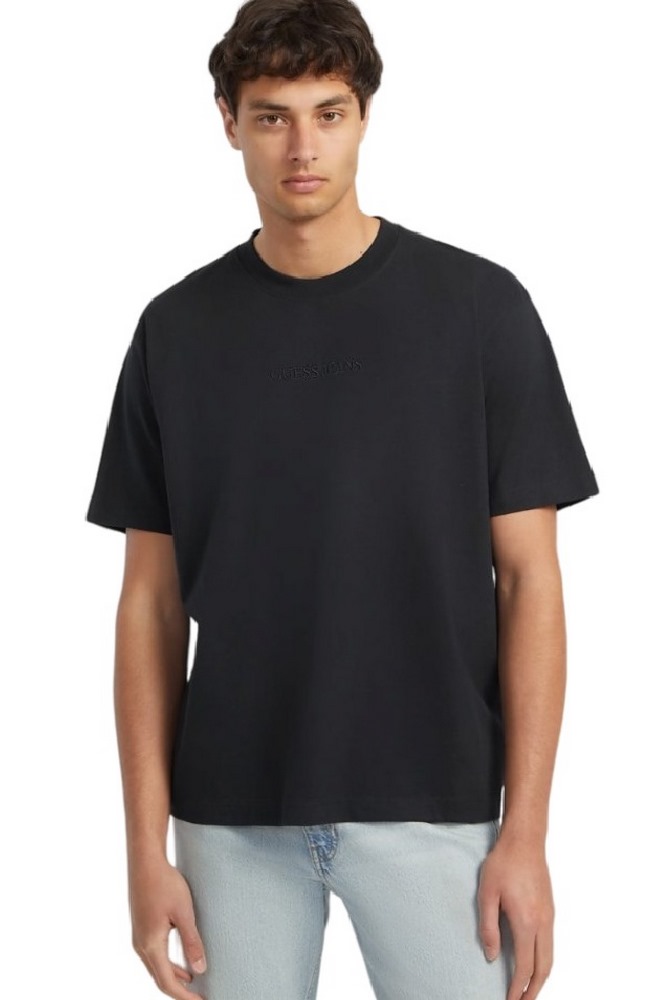 GUESS JEANS CN OS LOGO EMB TEE T-SHIRT ΜΠΛΟΥΖΑ ΑΝΔΡΙΚΗ BLACK