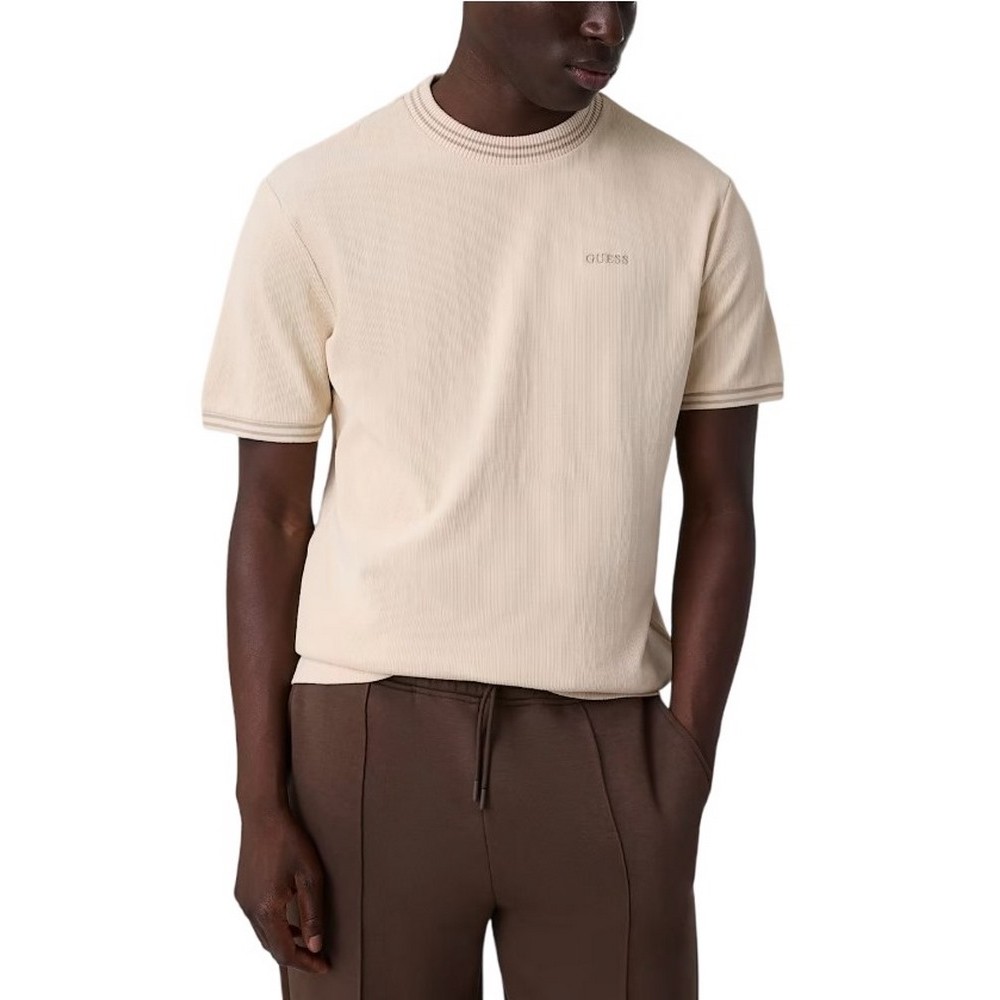 GUESS SIMON CN T-SHIRT ΜΠΛΟΥΖΑ ΑΝΔΡΙΚΗ BEIGE