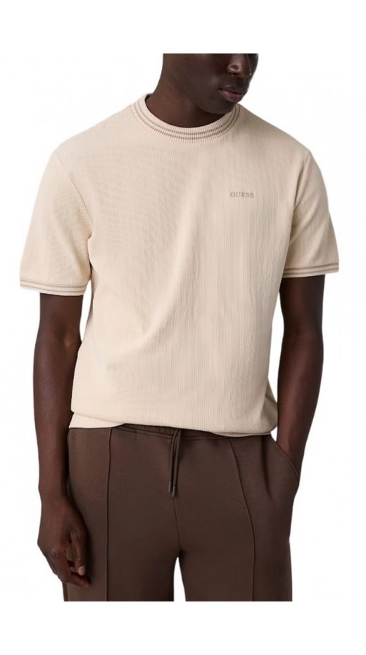 GUESS SIMON CN T-SHIRT ΜΠΛΟΥΖΑ ΑΝΔΡΙΚΗ BEIGE