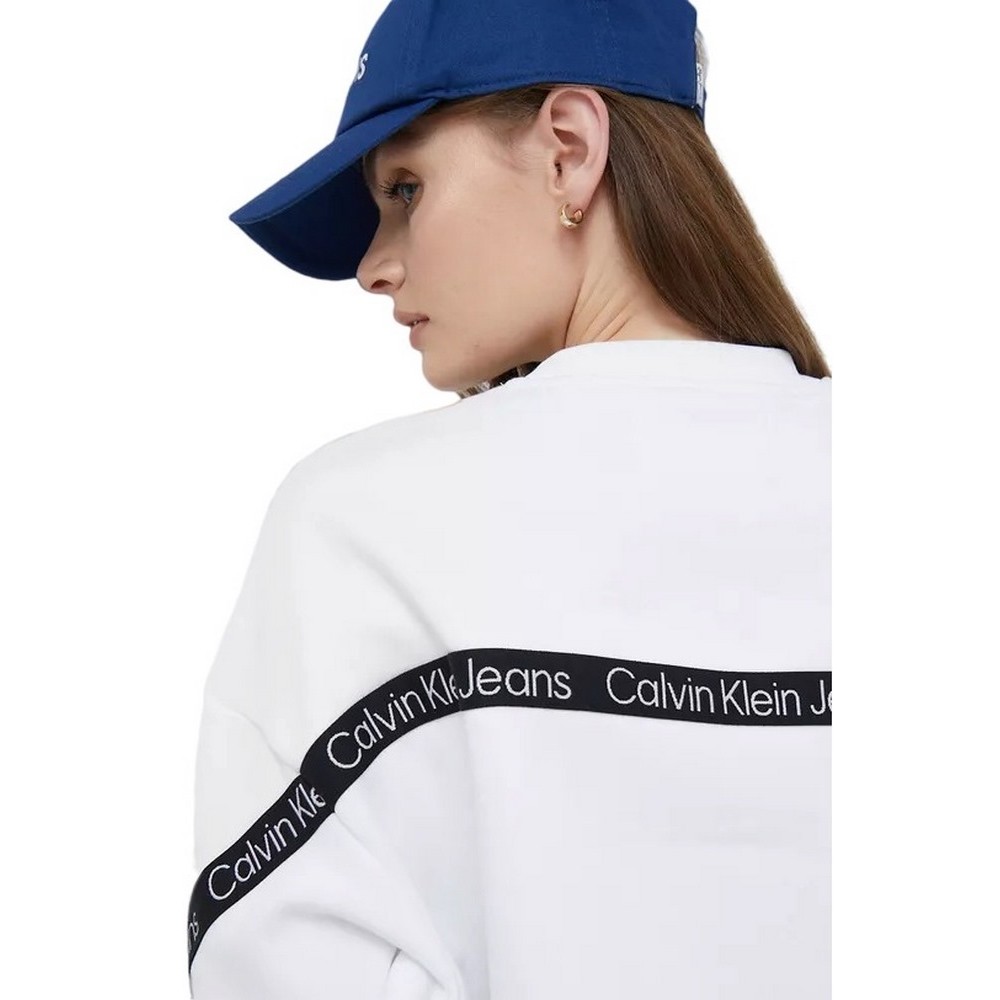 CALVIN KLEIN JEANS LOGO TAPE SWEATSHIRT ΜΠΛΟΥΖΑ ΦΟΥΤΕΡ ΓΥΝΑΙΚΕΙΑ WHITE