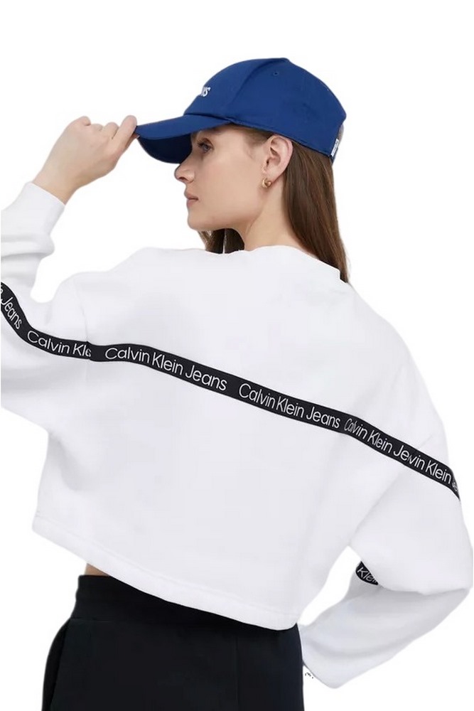 CALVIN KLEIN JEANS LOGO TAPE SWEATSHIRT ΜΠΛΟΥΖΑ ΦΟΥΤΕΡ ΓΥΝΑΙΚΕΙΑ WHITE