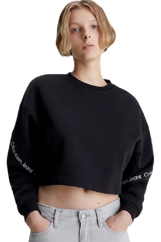 CALVIN KLEIN JEANS LOGO TAPE SWEATSHIRT ΜΠΛΟΥΖΑ ΦΟΥΤΕΡ ΓΥΝΑΙΚΕΙΑ BLACK