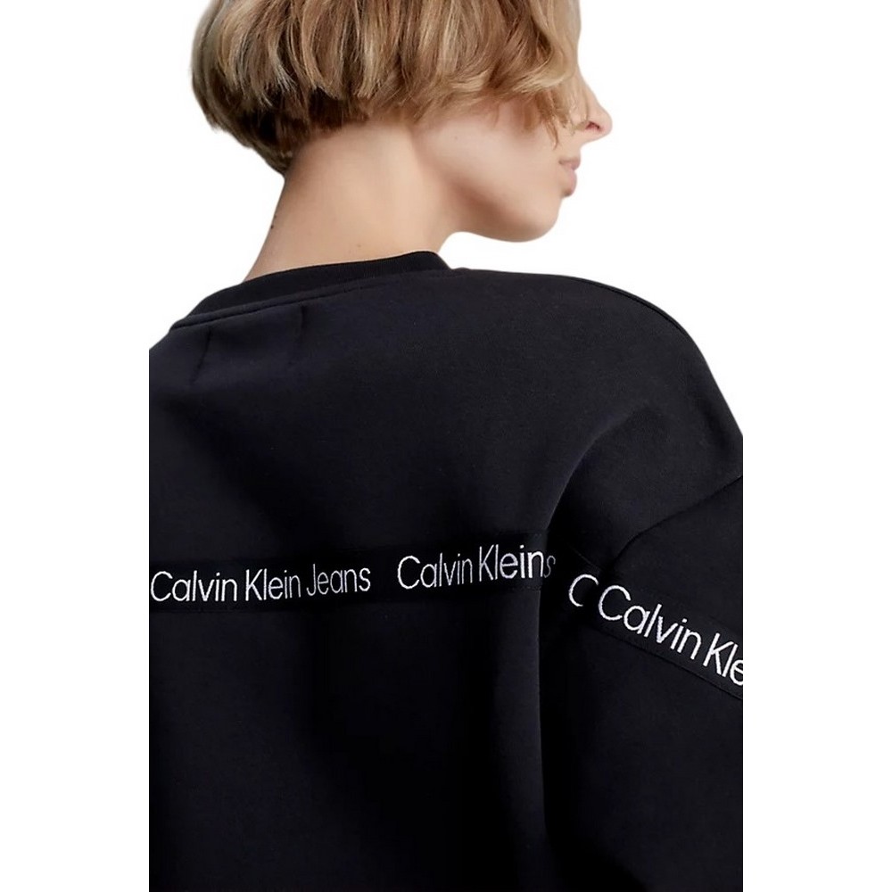 CALVIN KLEIN JEANS LOGO TAPE SWEATSHIRT ΜΠΛΟΥΖΑ ΦΟΥΤΕΡ ΓΥΝΑΙΚΕΙΑ BLACK