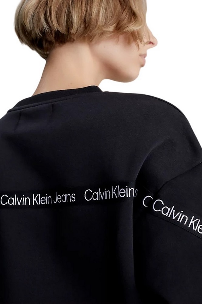 CALVIN KLEIN JEANS LOGO TAPE SWEATSHIRT ΜΠΛΟΥΖΑ ΦΟΥΤΕΡ ΓΥΝΑΙΚΕΙΑ BLACK