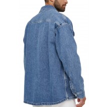 CALVIN KLEIN JEANS BOXY LOOSE UTILITY SHIRT JACKET ΜΠΟΥΦΑΝ ΑΝΔΡΙΚΟ BLUΕ DENIM