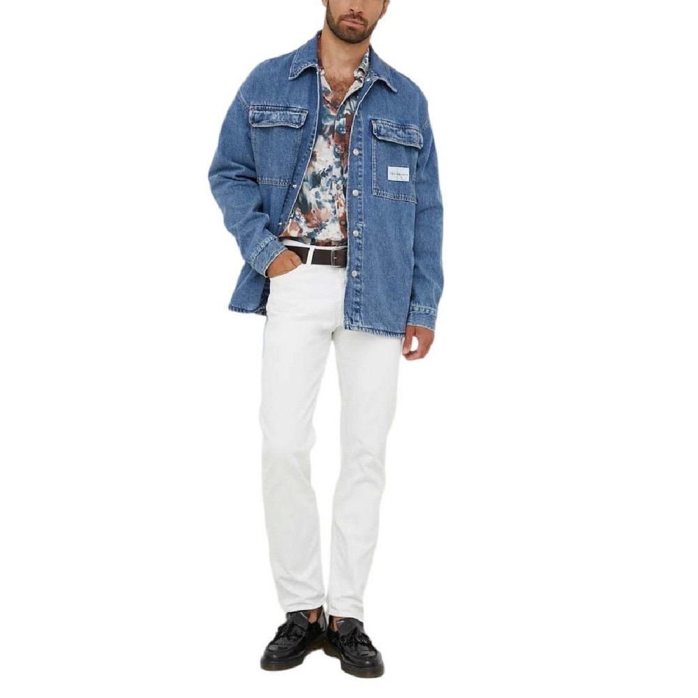 CALVIN KLEIN JEANS BOXY LOOSE UTILITY SHIRT JACKET ΜΠΟΥΦΑΝ ΑΝΔΡΙΚΟ BLUΕ DENIM