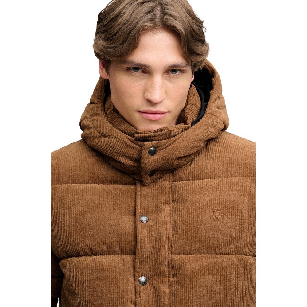 SUPERDRY PREMIUM HOOD CORD PUFFER JKT ΜΠΟΥΦΑΝ ΑΝΔΡΙΚΟ COGNAC
