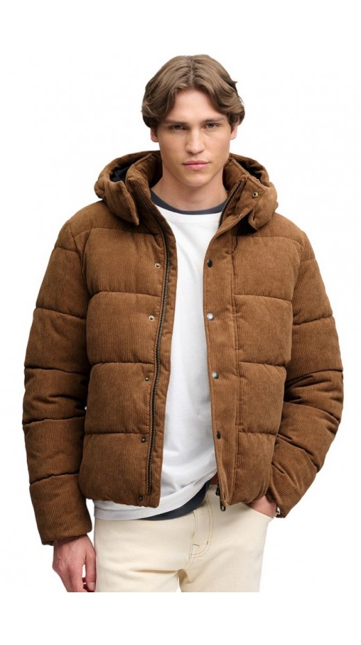 SUPERDRY PREMIUM HOOD CORD PUFFER JKT ΜΠΟΥΦΑΝ ΑΝΔΡΙΚΟ COGNAC