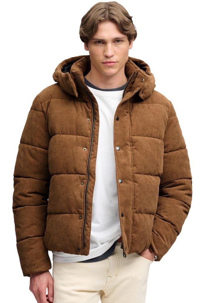 SUPERDRY PREMIUM HOOD CORD PUFFER JKT ΜΠΟΥΦΑΝ ΑΝΔΡΙΚΟ COGNAC